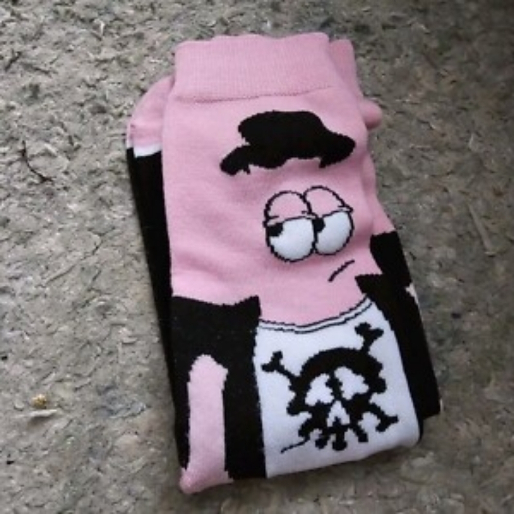Pink and Black Patrick Graphic Socks
